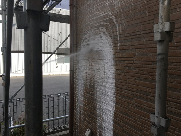 碧南市　Kアパート　外壁塗装　多彩模様コースバイオ洗浄