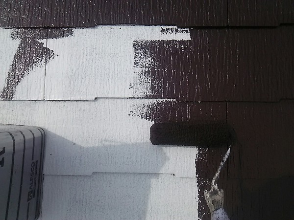 安城市　S様邸　屋根外壁塗装　ﾌｯｿ多模様ｺｰｽ　中塗り塗完了