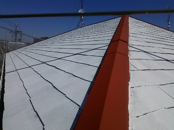 刈谷市　K様邸　屋根・外壁ﾌｯｿｺｰｽ　屋根塗装　下塗り完了