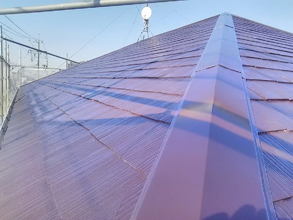刈谷市　K様邸　屋根・外壁ﾌｯｿｺｰｽ　屋根塗装　中塗り完了