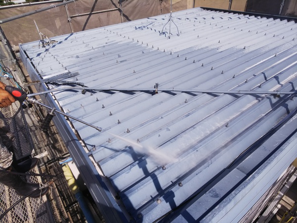 豊明市 Sアパート1  屋根・外壁塗装 RSシルバーグロスSiコース屋根高圧洗浄