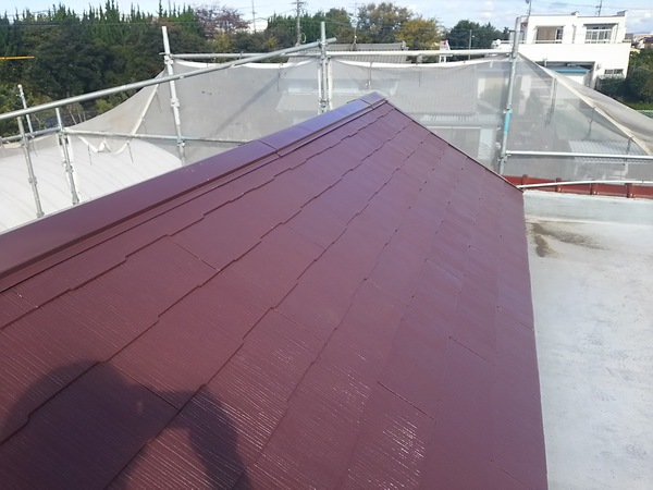 大府市　K様邸　戸建　外壁・屋根ﾌｯｿｺｰｽ中塗り塗装完了