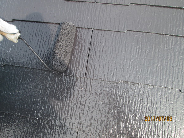 名古屋市 K様邸 屋根・外壁RSダイヤモンド・フッソコース屋根上塗り完了
