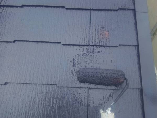 蒲郡市 Y様邸 屋根・外壁ﾌｯｿｺｰｽ　屋根塗装　上塗り