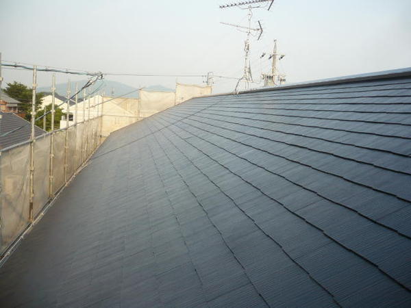 西尾市　Ｊアパート　Ｄ棟　外壁塗装　屋根塗装　シリコンコース上塗り屋根完了