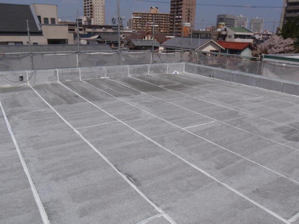 安城市　Ｍ事務所　外壁塗装　屋根防水ﾄｯﾌﾟｺｰﾄ　無機コースシーリング完了ヤネ