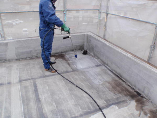名古屋市　アパートメゾンＭ　屋根防水ﾄｯﾌﾟ　外壁塗装　シリコンコース屋根高圧洗浄150キロ
