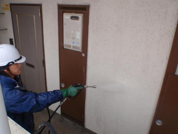 名古屋市　アパートメゾンＭ　屋根防水ﾄｯﾌﾟ　外壁塗装　シリコンコース高圧洗浄150キロ外壁