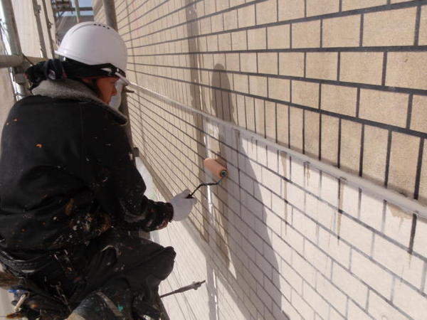 名古屋市　アパートメゾンＭ　屋根防水ﾄｯﾌﾟ　外壁塗装　シリコンコース外壁下塗り