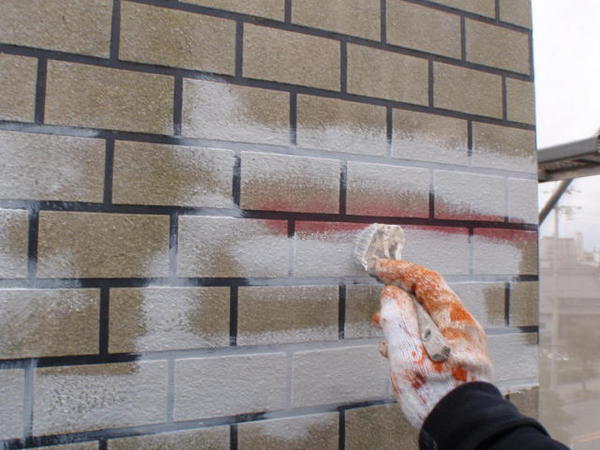 名古屋市　アパートメゾンＭ　屋根防水ﾄｯﾌﾟ　外壁塗装　シリコンコースクラック部分増し塗り