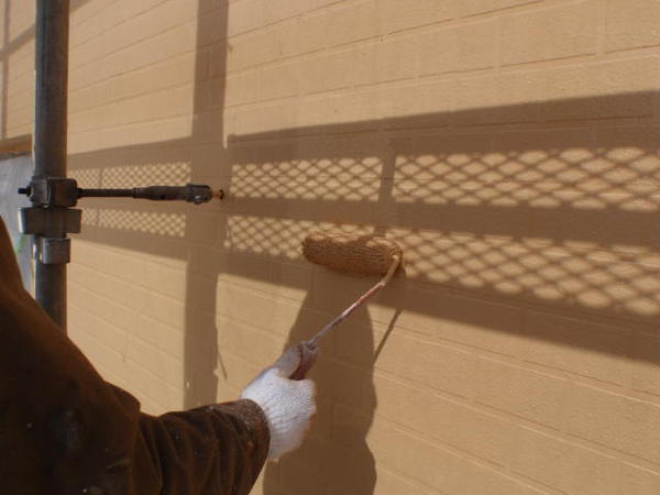 名古屋市　アパートメゾンＭ　屋根防水ﾄｯﾌﾟ　外壁塗装　シリコンコース外壁上塗り