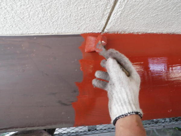 知立市　Ｋ様　戸建　外壁塗装　シリコンコース錆止め塗装中
