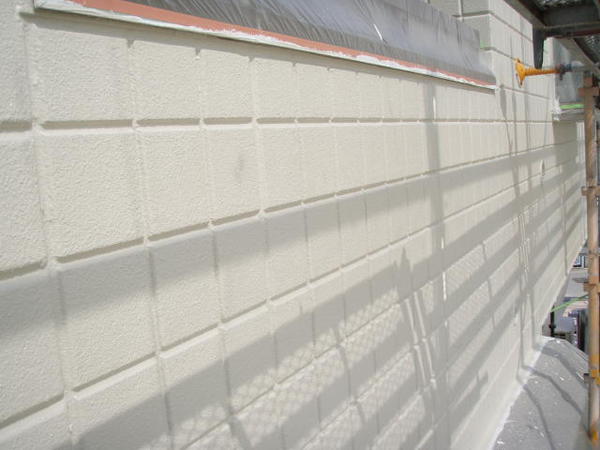 安城市　Ｍ様邸　戸建　外壁塗装　防水ﾄｯﾌﾟ　シリコンコース中塗り完了外壁