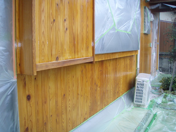 豊田市　Ｔ様邸　木部塗装　ランバーガード下塗り完了